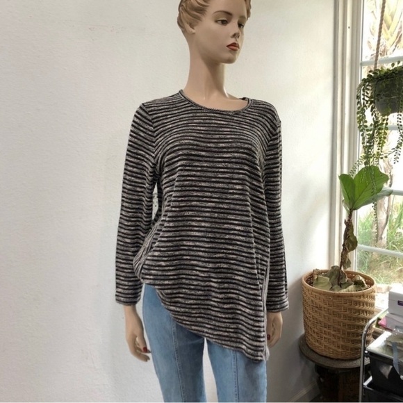 j.jill knit black & white stripes long sleeves sweatshirt - Picture 14 of 16